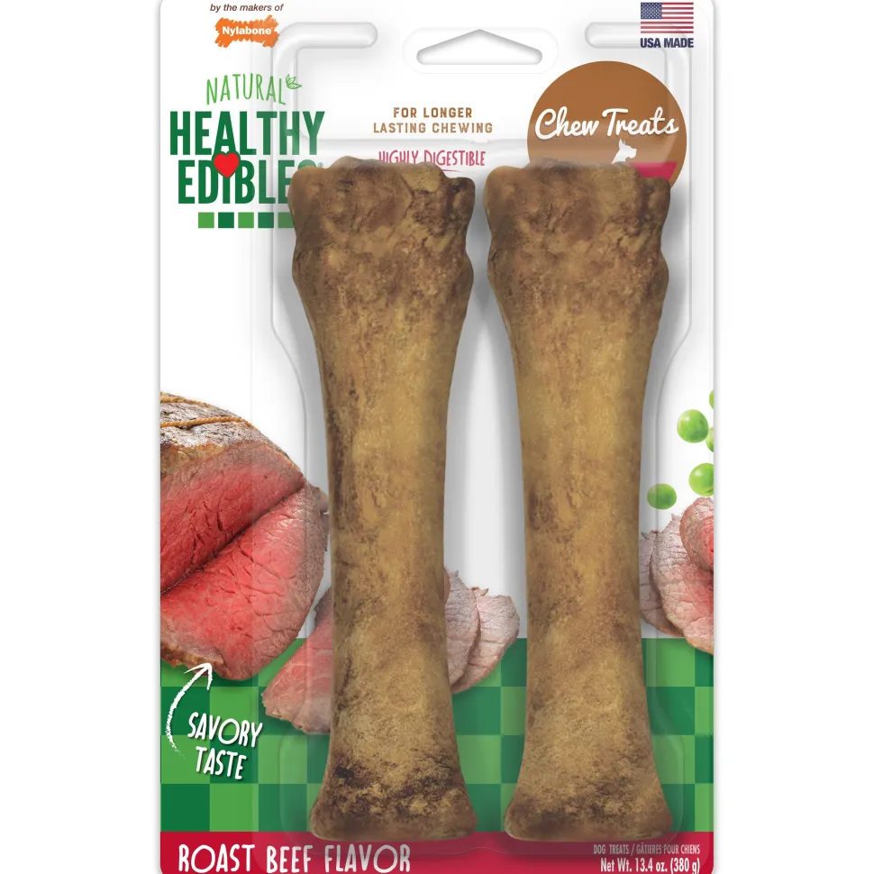 Nylabone Healthy Edibles Roast Beef Flavor Chew Treats for Dog Roast Beef - Extra Large/Souper - 2 Count
