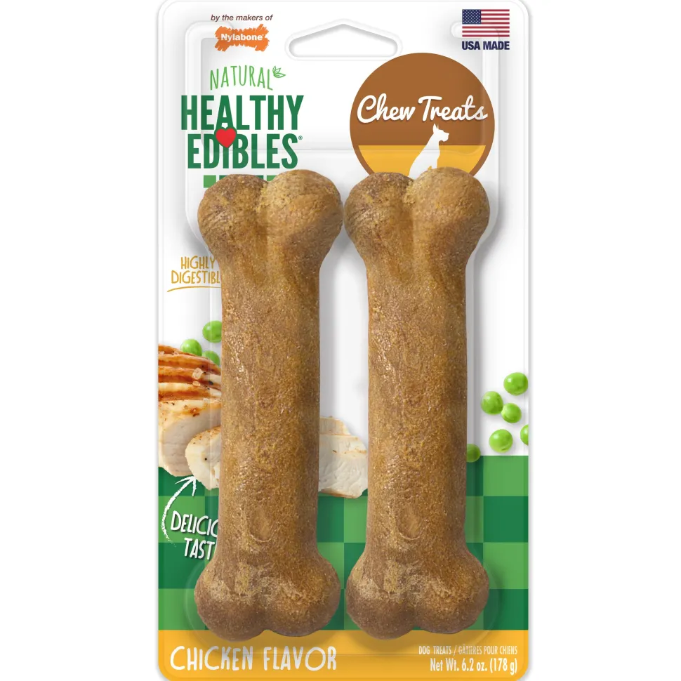 Nylabone Healthy Edibles All-Natural Long Lasting Chicken Flavor Dog Chew Treats 2 Count Chicken - Medium/Wolf