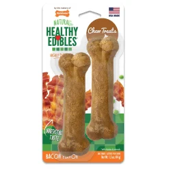 Nylabone Healthy Edibles All-Natural Long Lasting Bacon Flavor Chew Treats - Petite - Up To 15 lb - 2 Count
