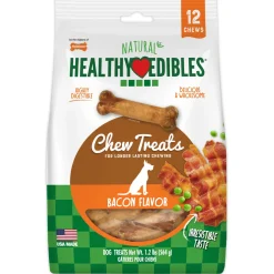 Nylabone Healthy Edibles All-Natural Long Lasting Bacon Flavor Chew Treats 12 Count Bacon - Small/Regular