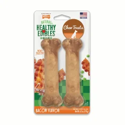 Nylabone Healthy Edibles All-Natural Long Lasting Bacon Flavor Chew Treats - Wolf - Up To 35 lb - 2 Count