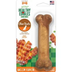 Nylabone Healthy Edibles All-Natural Long Lasting Bacon Flavor Chew Treats Bacon - Medium/Wolf