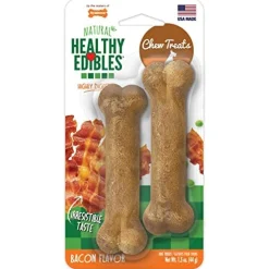 Nylabone Healthy Edibles Natural Chew Dog Biscuits Treats - Bacon - Petite - 2 Pack