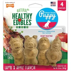 Nylabone Healthy Edibles Puppy Natural Chew Dog Biscuits Treats - Lamb/Apple - 4 Pack