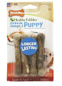 Nylabone Healthy Edibles Puppy Natural Chew Dog Biscuits Treats - Lamb/Apple - Petite