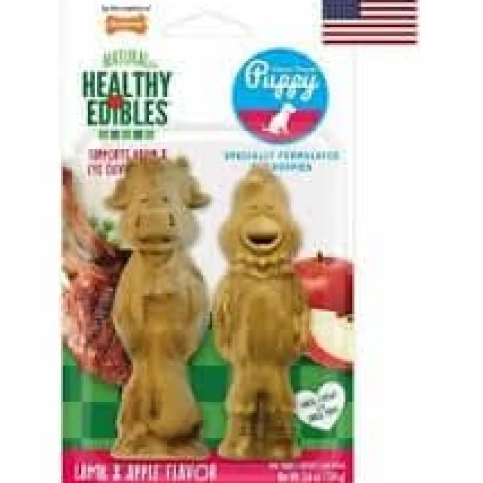 Nylabone Healthy Edibles Puppy Farm Friends Chews Dog Biscuits Treats - Lamb/Apple - Large