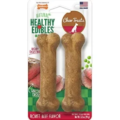 Nylabone Healthy Edibles Natural Chew Dog Biscuits Treats - Roast Beef - Reg - 2 Pack