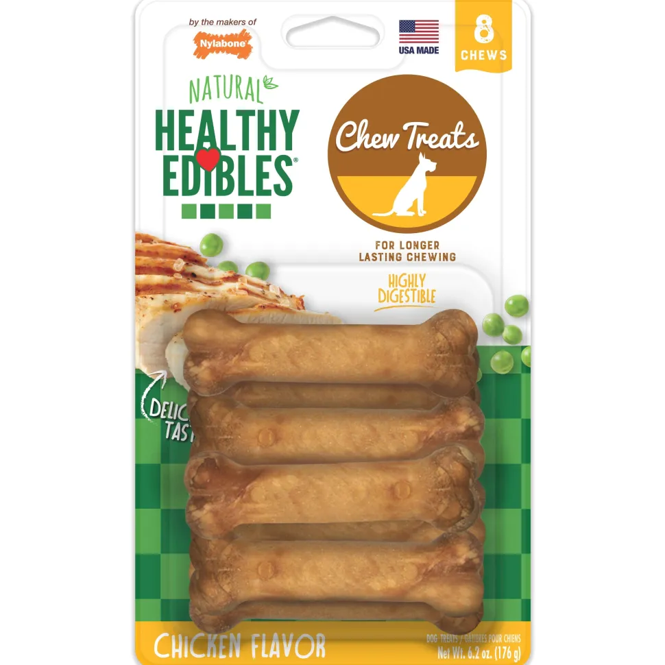 Nylabone Healthy Edibles All-Natural Long Lasting Chicken Flavor Dog Chew Treats 8 Count Chicken - Extra Small/Petite