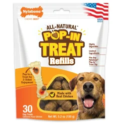 Nylabone Pop-In Dog Treat Refills for Treat Toy Combo Treat Refill Chicken - Medium/Wolf (30 Count)