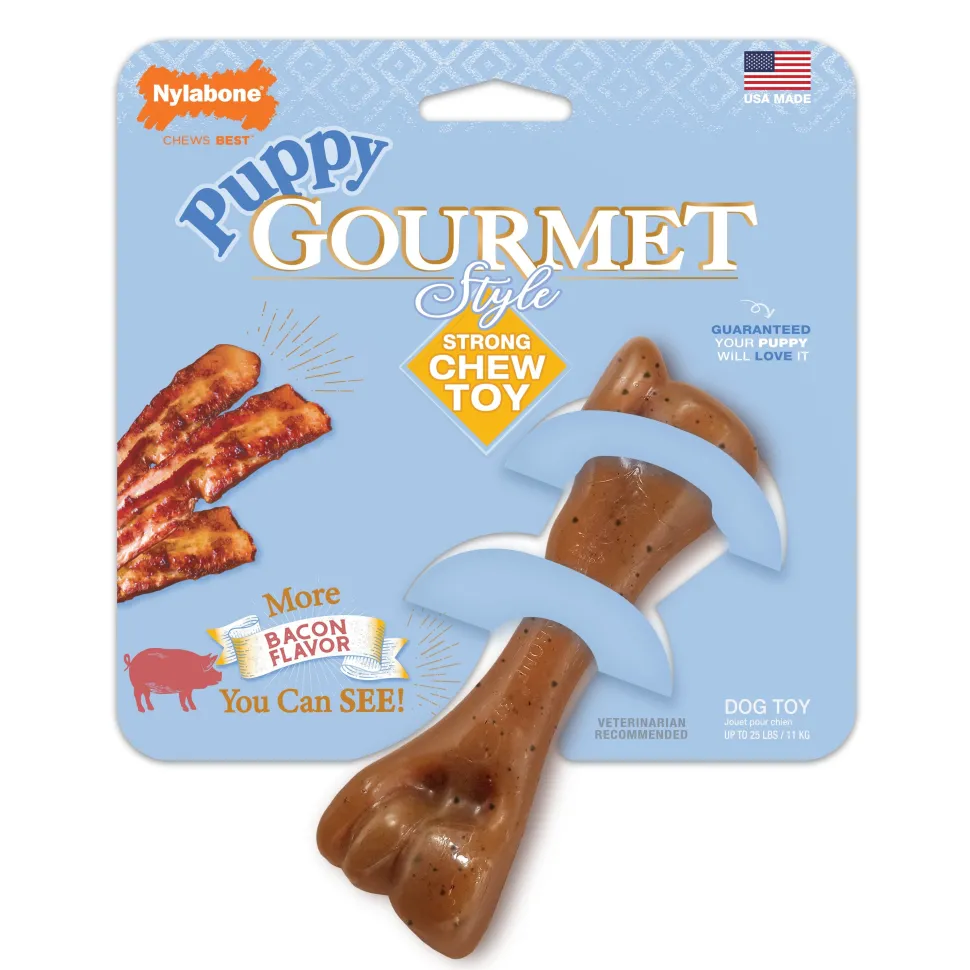 Nylabone Puppy Gourmet Style Strong Chew Toy Femur Bacon - Small/Regular