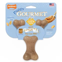 Nylabone Puppy Gourmet Style Strong Chew Toy Wishbone Peanut Butter - Small/Regular