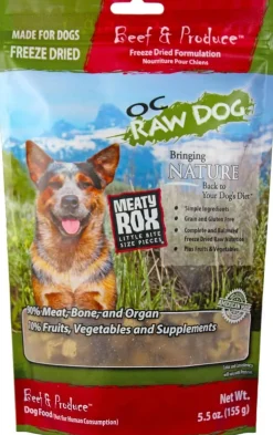 OC Raw Beef & Produce Meaty Rox Freeze-Dried Dog Treats - 5.5 Oz Bag