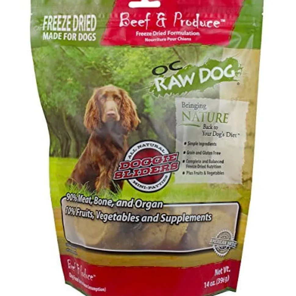 OC RAW Beef & Produce Sliders Freeze-Dried Dog Treats - 14 Oz