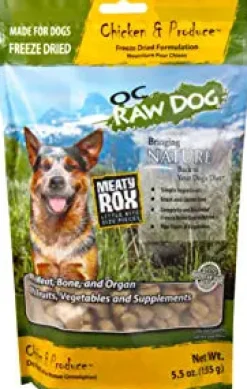 OC RAW Chicken & Produce Meaty Rox Freeze-Dried Dog Treats - 5.5 Oz