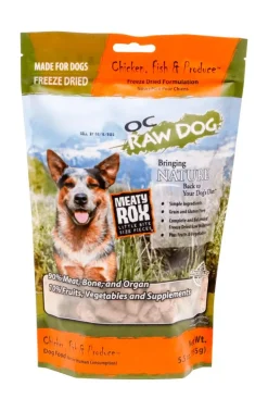 OC Raw Chicken, Fish, & Produce Meaty Rox Freeze-Dried Dog Treats - 5.5 Oz Bag
