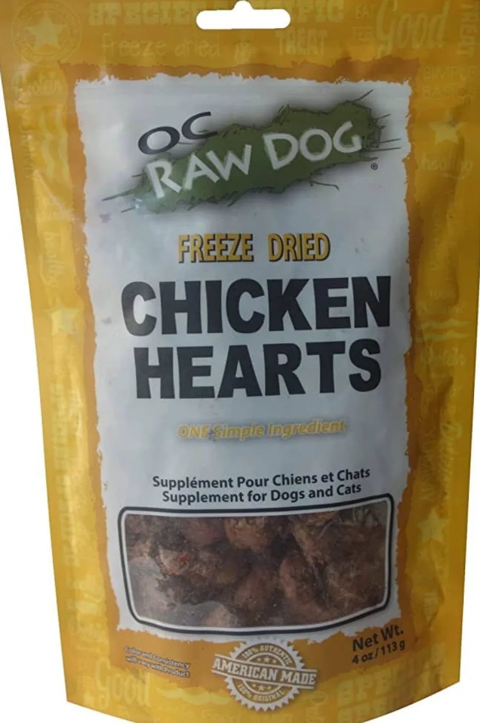 OC RAW Chicken Hearts Freeze-Dried Dog Treats - 4 Oz