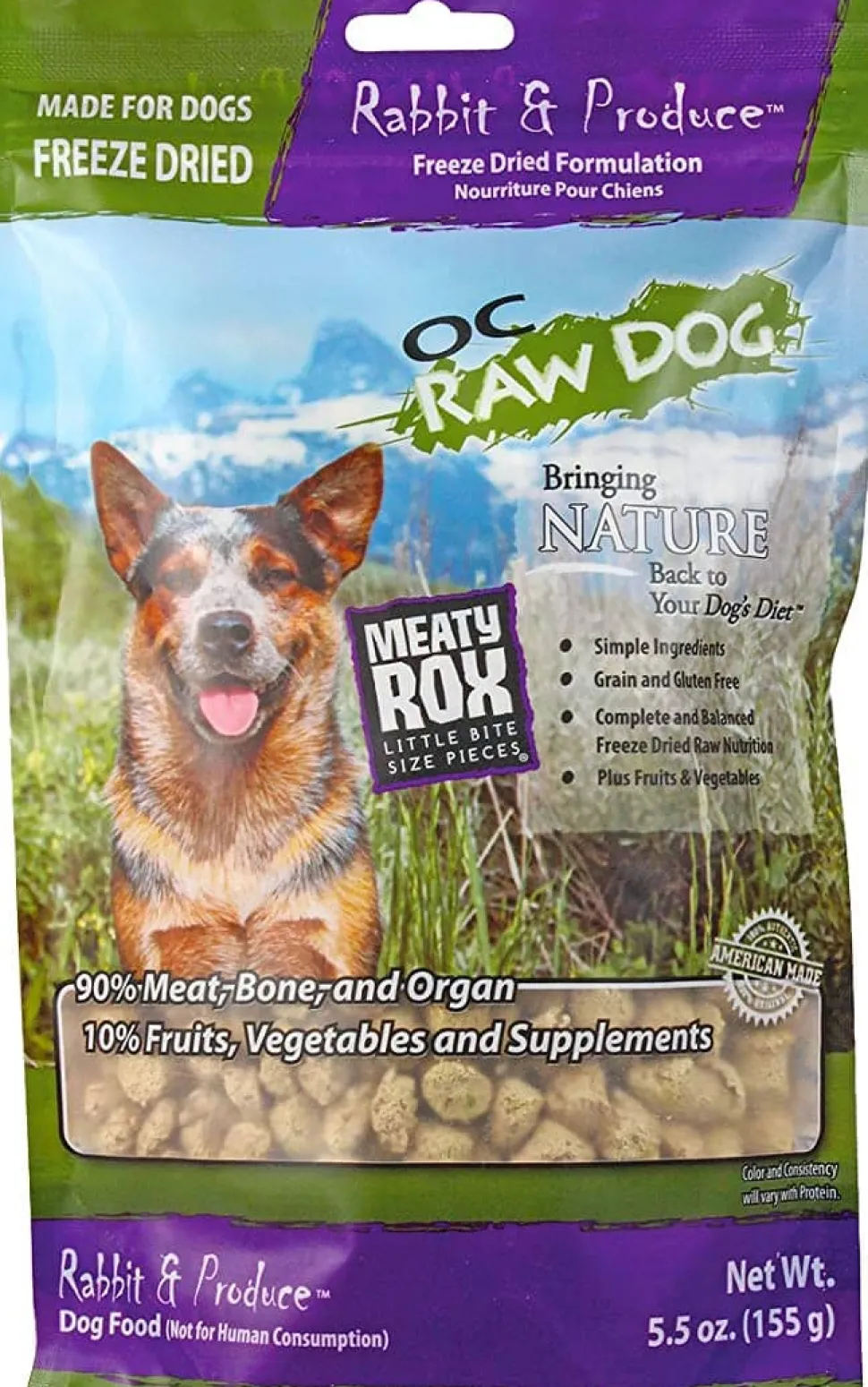 OC RAW Rabbit & Produce Meaty Rox Freeze-Dried Dog Treats - 5.5 Oz