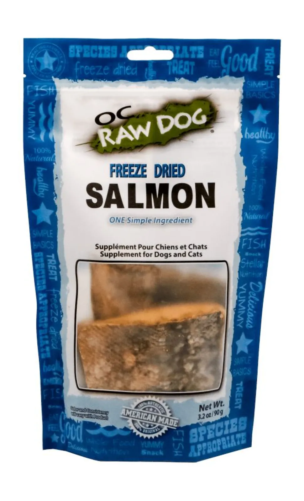 OC Raw Salmon Freeze-Dried Cat and Dog Supplemental Treats - 3.2 Oz Bag