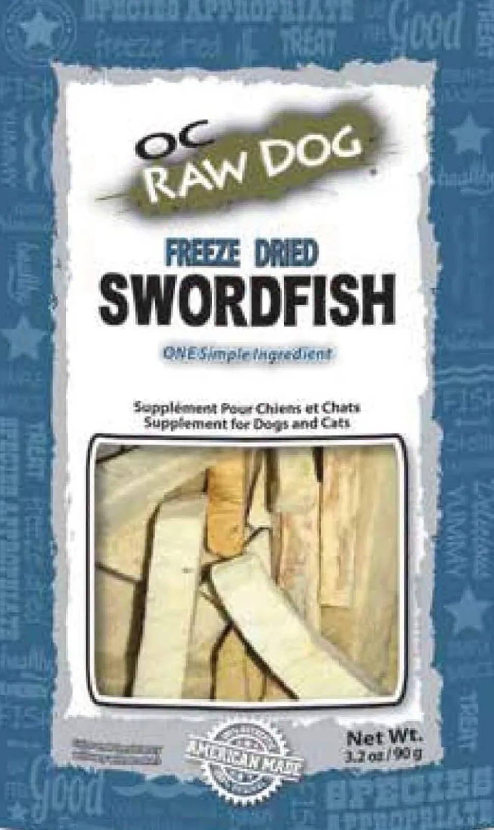OC Raw Swordfish Freeze-Dried Cat and Dog Supplemental Treats - 3.2 Oz Bag