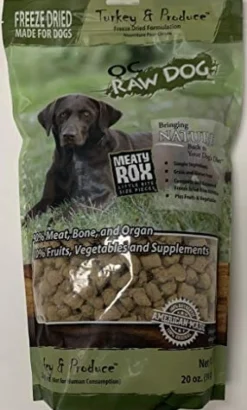 OC RAW Turkey & Produce Meaty Rox Freeze-Dried Dog Treats - 20 Oz