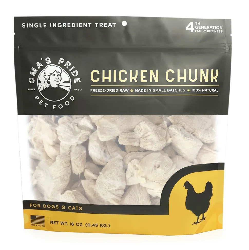 Omas Pride Chicken Breast Chunks Freeze-Dried Natural Cat and Dog Chews