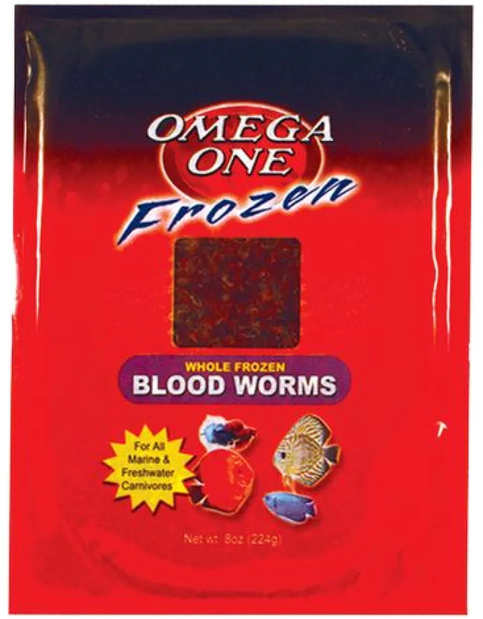 Omega One Freeze-Dried Flat Blood Worms for Freshwater and Saltwater Fish - 8 Oz