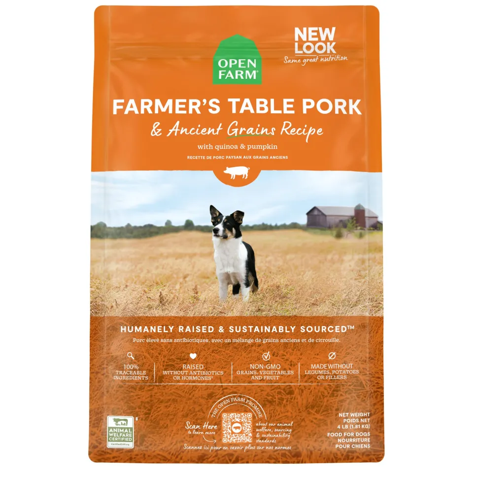 Open Farm Farmer's Table Pork and Ancient Grains Dry Dog Food - 22 Lbs