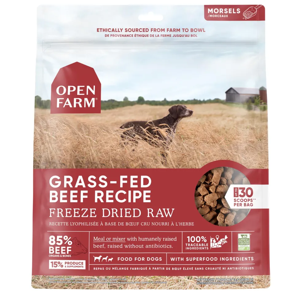 Open Farm Grass-Fed Beef Morsals Freeze-Dried Raw Dog Food - 13.5 Oz