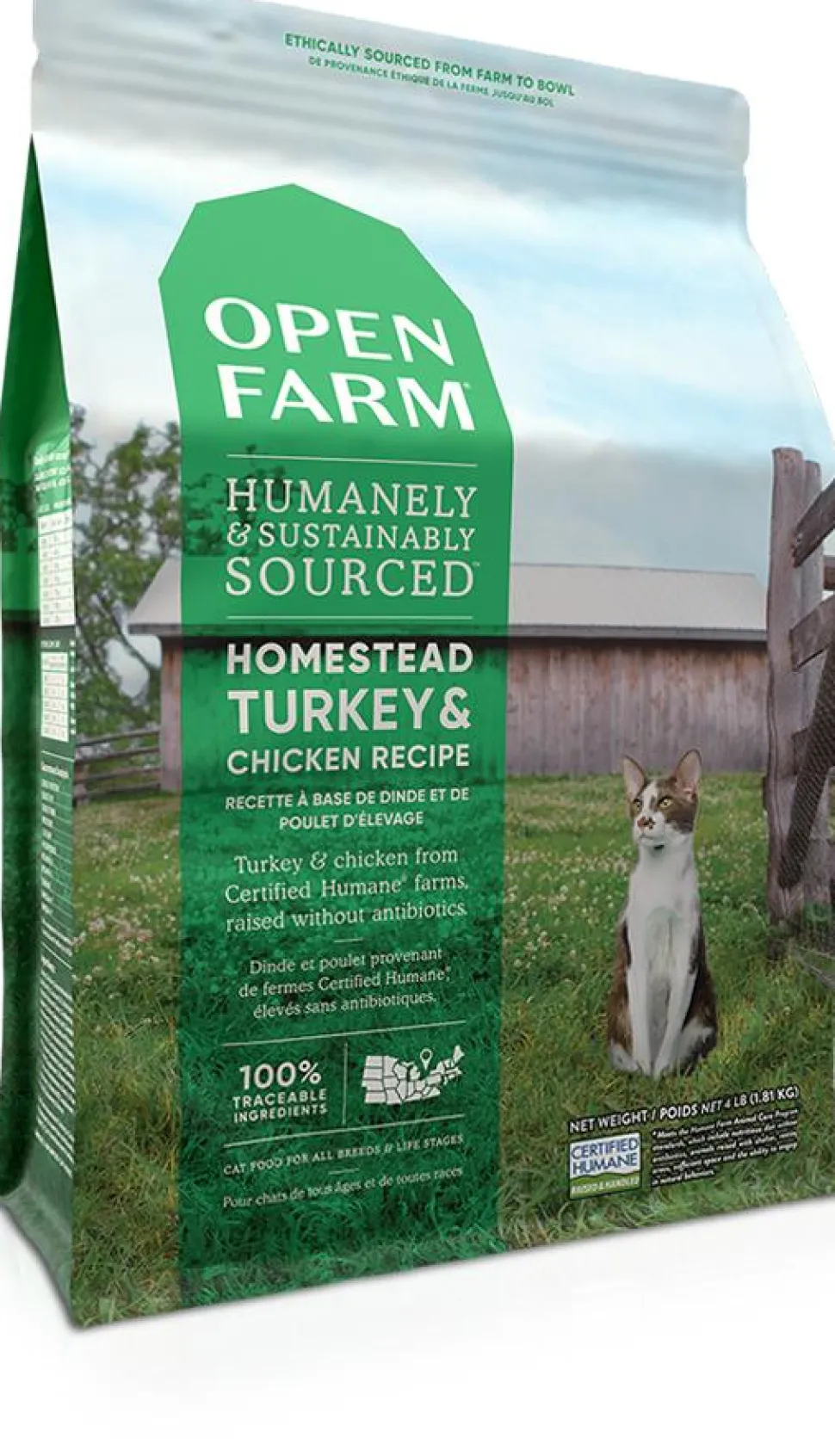 Open Farm Homestead Grain-Free Turkey and Chicken Dry Cat Food - 4 Lbs
