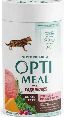 Optimeal for Carnivores Grain Free Turkey & Veggies Recipe Adult Cat Dry Food