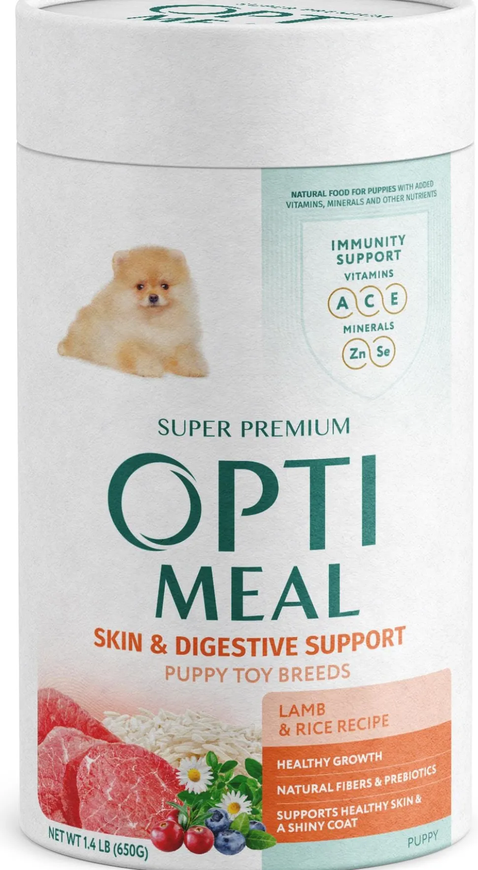 Optimeal Puppy Toy Breed Skin & Digestive Support Lamb & Rice Recipe Dry Dog Food