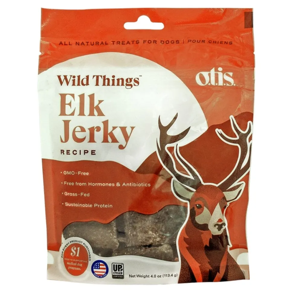 O.T.I.S. Pasture-Raised and Grass-Fed Elk Jerky Dog Treats - 4 Oz