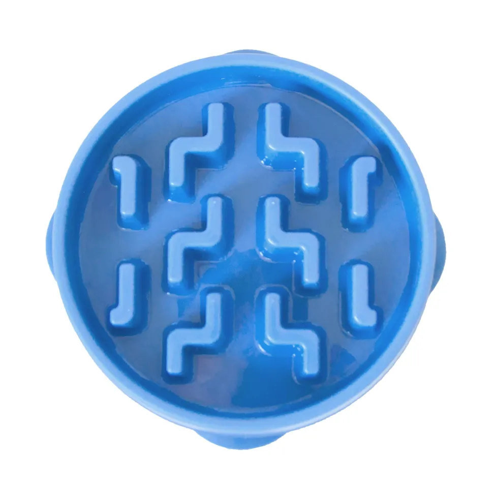 Outward Hound Fun Feeder Slo-Bowl Slow Feeding Dog Bowl - Blue - Large/Regular