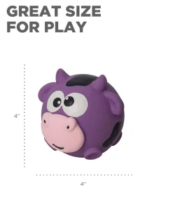 Outward Hound Sillyz Cow Latex Rubber Squeaky Ball Dog Toy - Purple