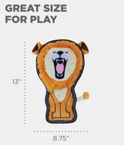Outward Hound Tough Seamz No-Stuffing Lion Invinceable Squeaker Soft Dog Toy - Medium