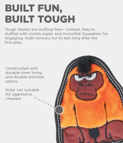 Outward Hound Tough Seamz No-Stuffing Gorilla Invinceable Squeaker Soft Dog Toy - Small