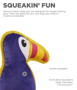 Outward Hound Xtreme Seamz Toucan Squeak and Plush Reinforced Dog Toy