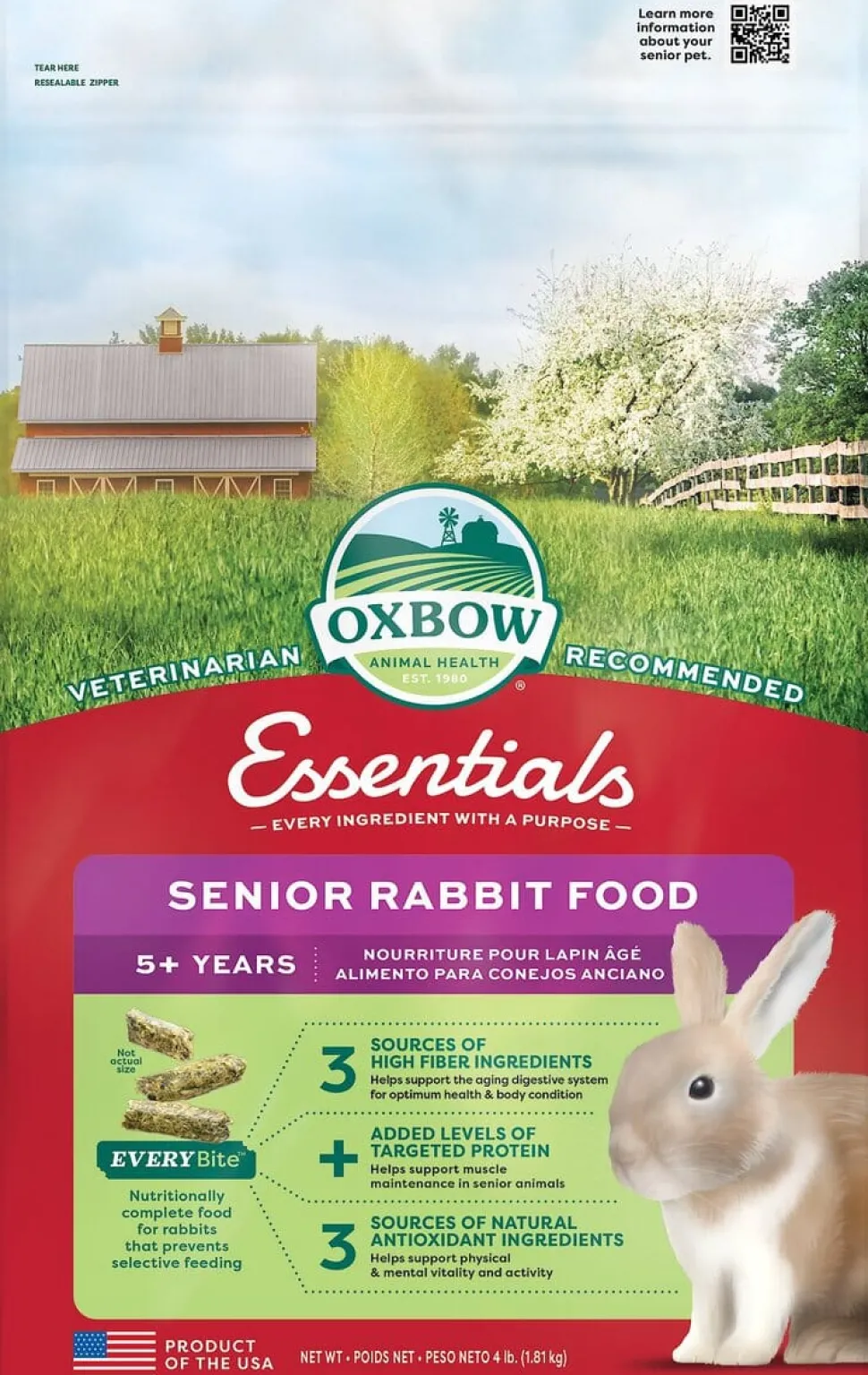 Oxbow Essentials Senior Rabbit Small Animal Food - 4 Lbs