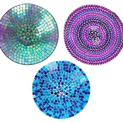 Panacea Products Glass Bird Bath with Stand - Mosaic - 16 In - 3 Pack