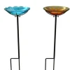 Panacea Products Glass Bird Bath with Yardstake - Flower - 10 In - 4 Pack