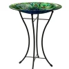 Panacea Products Glass Bird Bath with Stand - Peacock - 16 In