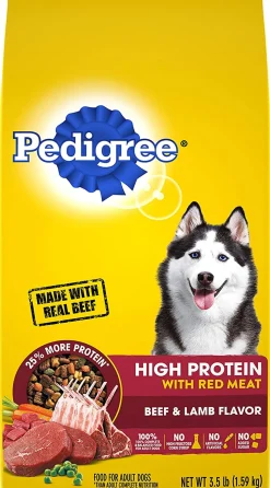 Pedigree Adult High Protein Red Meat Beef and Lamb Dry Dog Food - 3.5 lb Bag