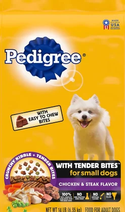 Pedigree Adult Small Dog Complete and Balanced Chicken and Rice Tender Bites Dry Dog Food - 15.9 lb Bag