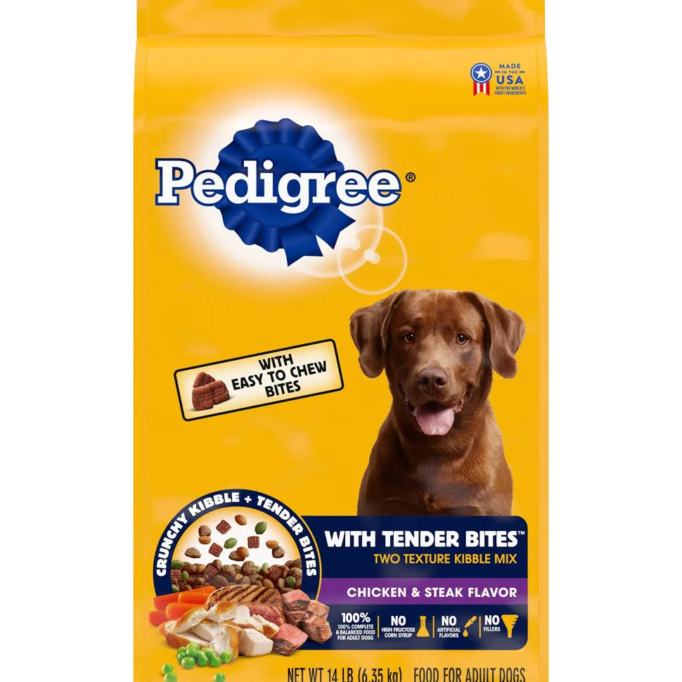 Pedigree Adult Small Dog Complete and Balanced Chicken and Steak Tender Bites Dry Dog Food - 17 lb Bag