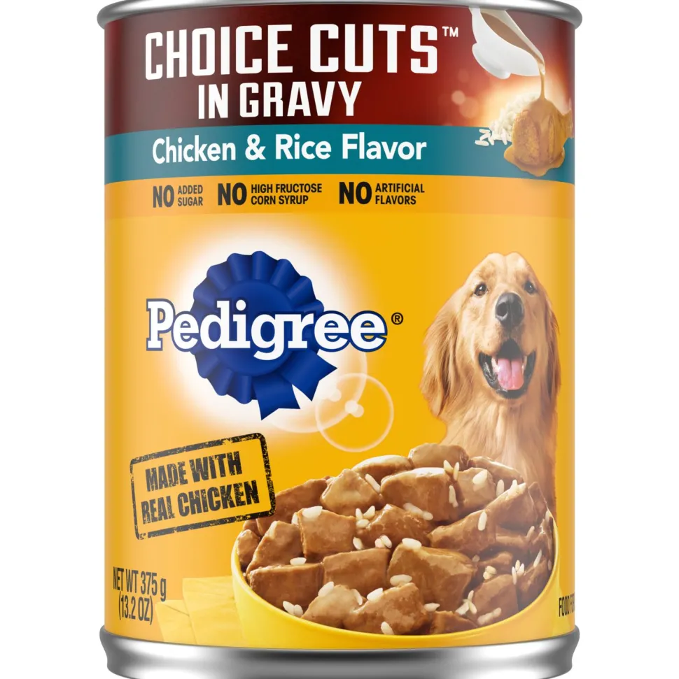 Pedigree Choice Cuts in Gravy Chicken and Rice Canned Dog Food - 13.2 Oz - Case of 12