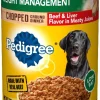 Pedigree Chopped Ground Dinner Weight Management Beef and Liver Adult Canned Dog Food - 13.2 Oz - Case of 12