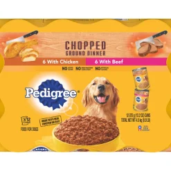 Pedigree Chopped Ground Dinner Chicken and Beef Canned Dog Food - Variety Pack - 13.2 Oz - 12 Count