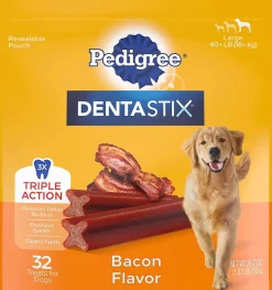 Pedigree Dentastix Large Bacon Dog Dental Chew Treats - 1.67 lb - 32 Count