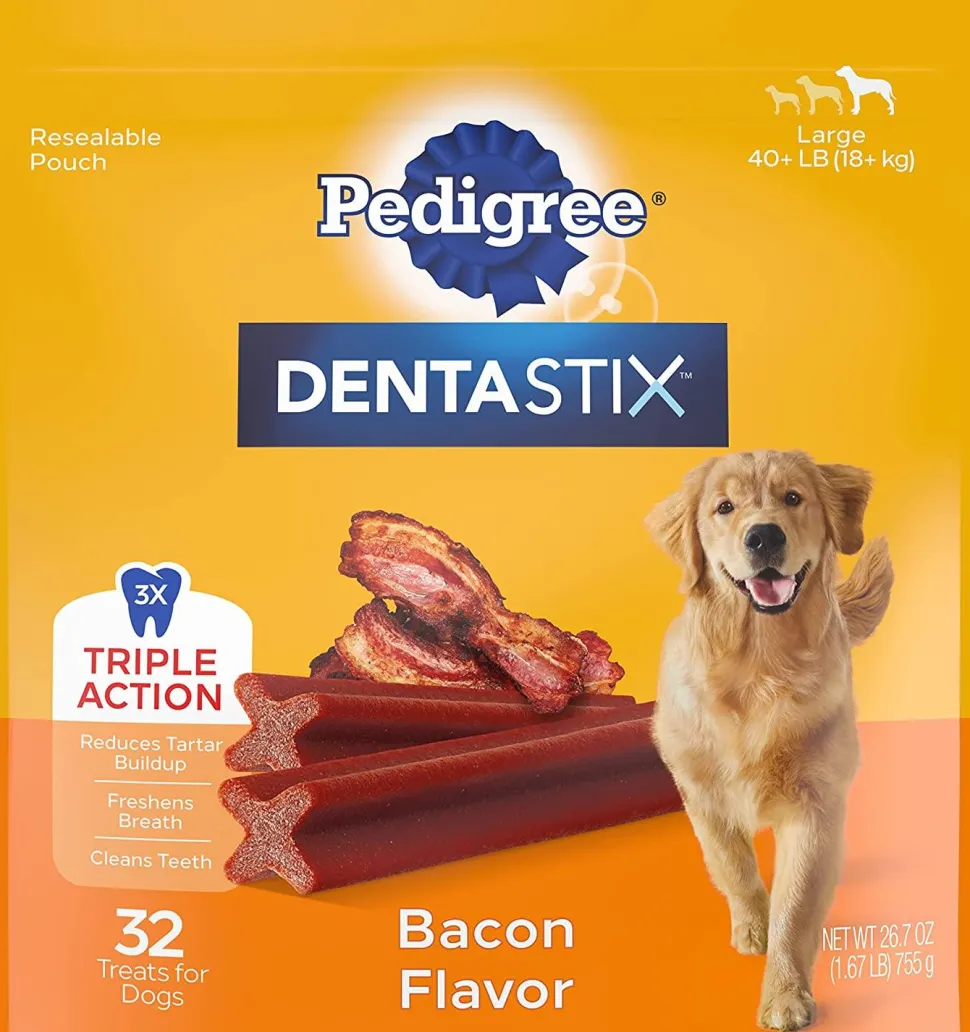 Pedigree Dentastix Large Bacon Dog Dental Chew Treats - 1.67 lb - 32 Count