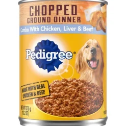 Pedigree Ground Asst Combo Beef Liver and Beef Canned Dog Food - 13.2 oz - Case of 12